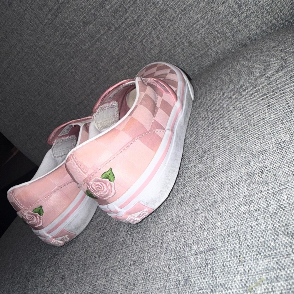 Vans Kids Little Girls Pink and White Checkered Slip-On Sneakers Girls Size 2 - Picture 6 of 16